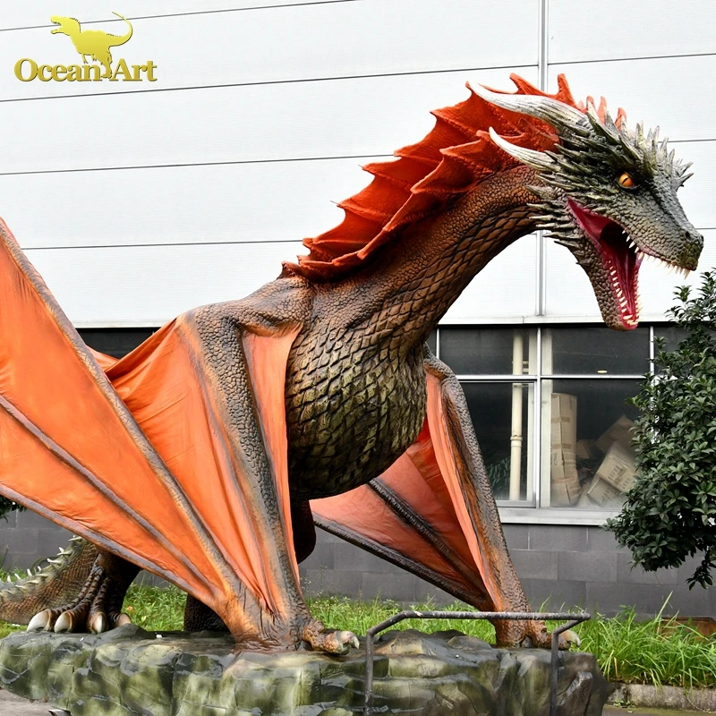 smoking giant animatronic red dragon head for sale