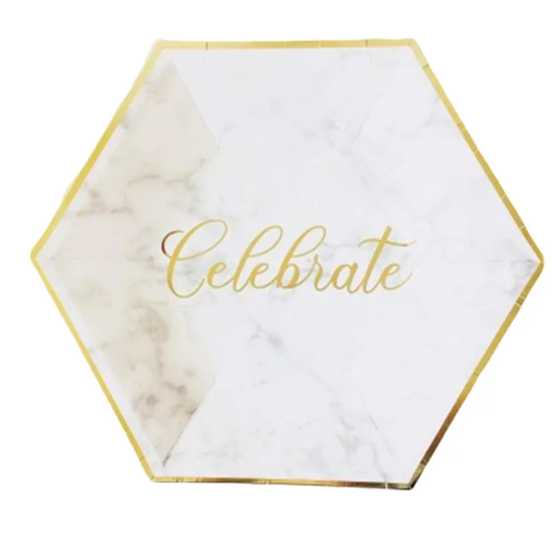 Party Paper Plates and Napkins Party Supplies Sets White Gold Party Disposable Tableware Set