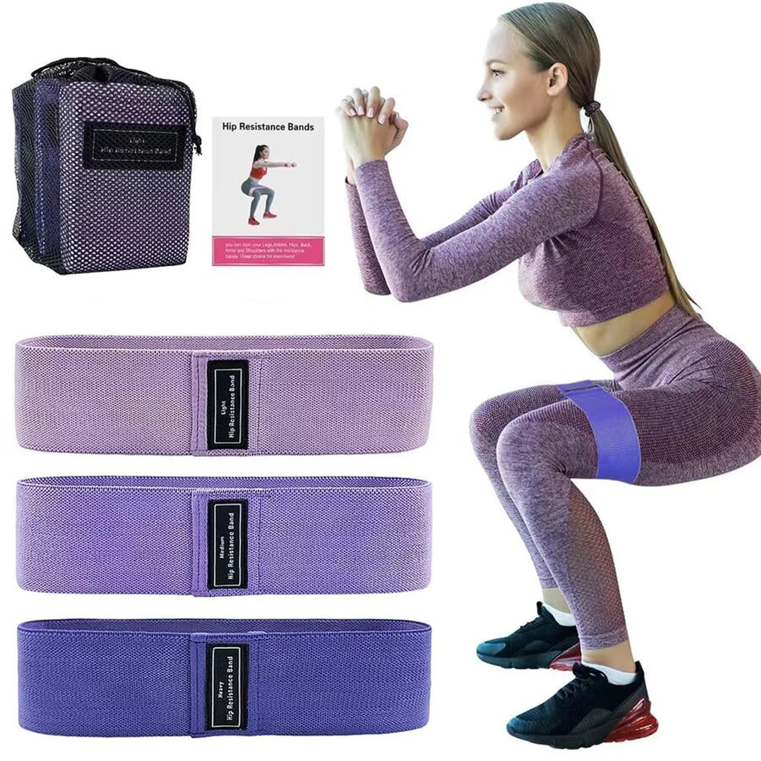 High quality fabric cotton hip circle resistance band fitness glute elastic exercise band custom