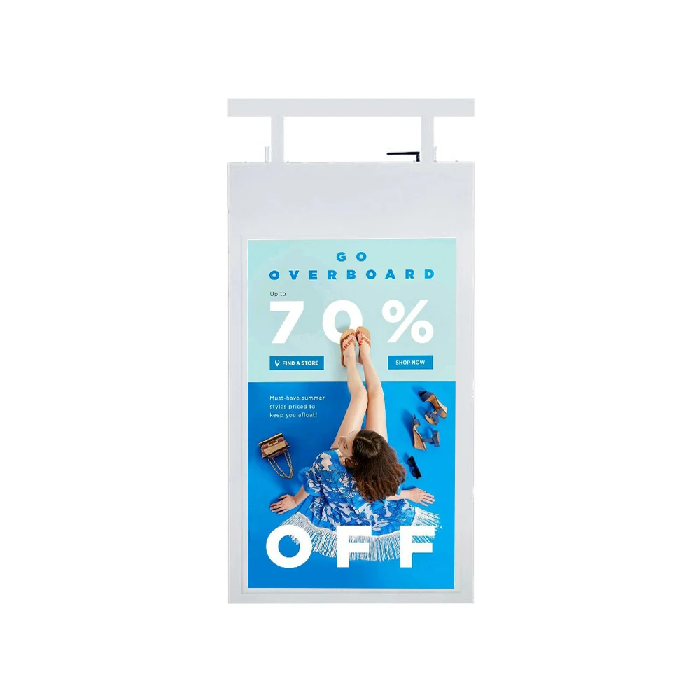 55 inch Ceiling hanging double sided advertising player lcd panel dual screen digital window display signage