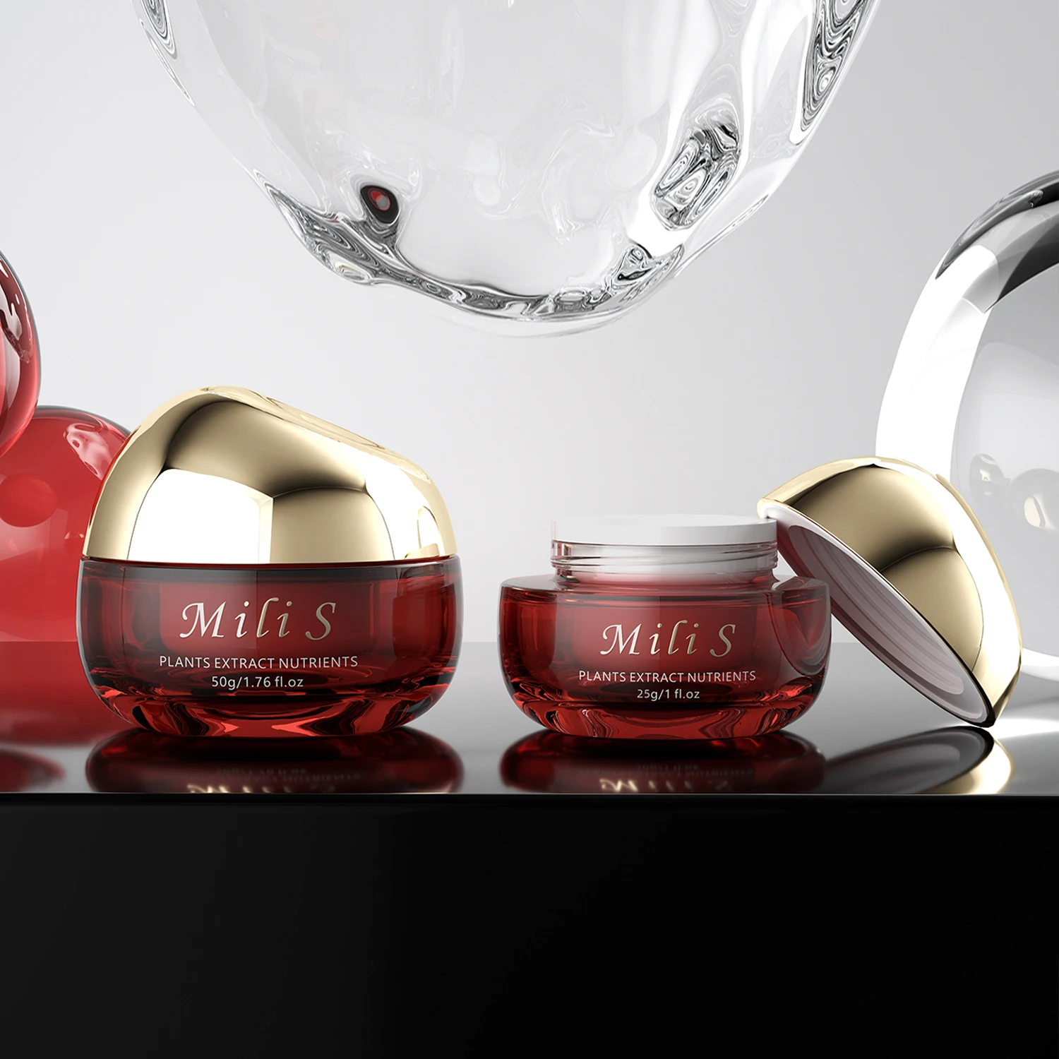 25g 50g 100g Eco Friendly Double Wall Cosmetic Container Face Cream Packaging Glass Jar With Plastic Lid