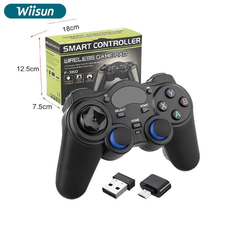 2.4G Wireless Game Controller Joystick Gamepad with OTG Converter for PS3/PC/TV Box Android Smart Phone