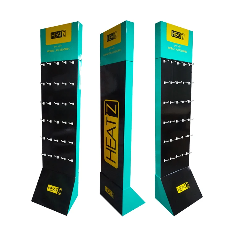 Custom Retail Hanging Floor Hook Display Rack Cardboard Display Stand With Peg Hook