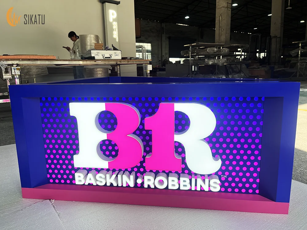 High Brightness Led Acrylic Letters Steel Back Plate Abs Frontlit 3D Square Logo Display Signage Board Shop Business Brand Sign