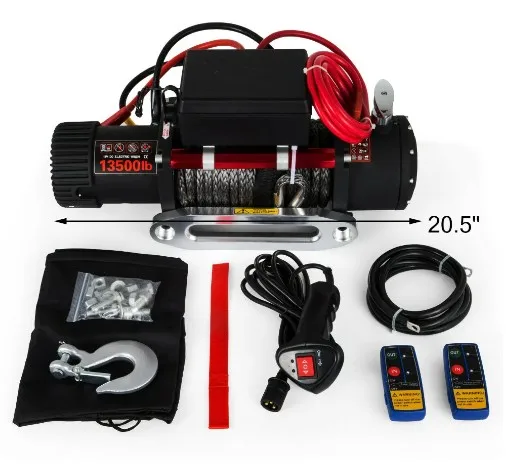 DAIXI 13500LBS Electric Winch Synthetic Rope 12V Winches 4X4 with 2pcs Remote Control For Trucks RVs