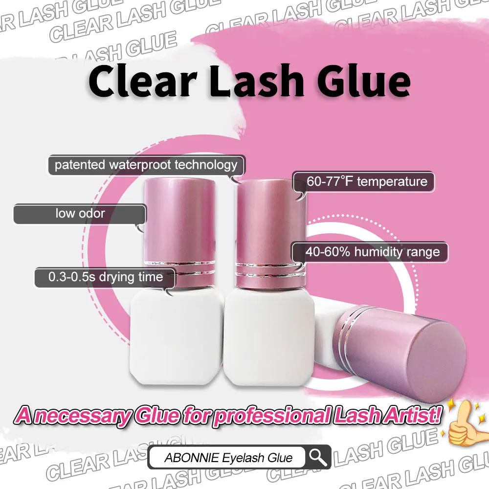 Abonnie wholesale las extension glue adhesive 0.5 sec 1sec dry oil resistant latex free adhesive custom glue eyelash extension