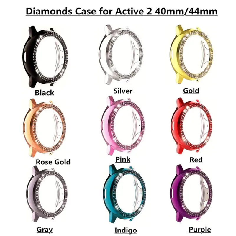 
case for Samsung Galaxy Watch Active 2 Case Bling 40mm 44mm, Women Girl Jewelry Crystal Diamond Watch Bezel Bumper Protector Shi 