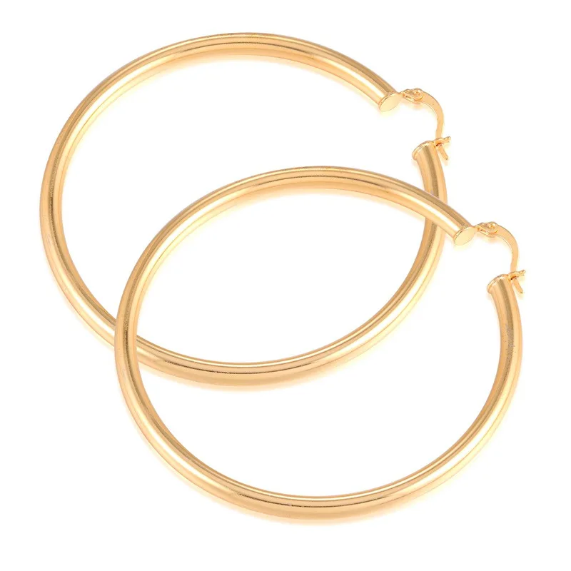 European and American fashion best-seller simple round smooth ear ring electroplating18KGold earrings factory wholesale