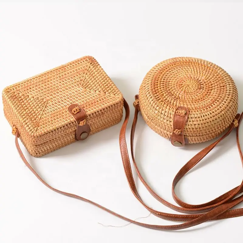 amazon mini straw hand bag clutch tote sling shoulder woven handmade vietnam beach round rattan
