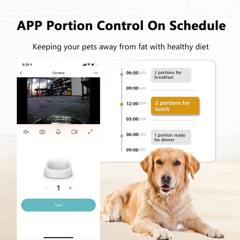 Eco-Friendly Smart Charged 480P Camera Pet Feeder Manual Feeding Food Stuck Alarm Dog Feeder WiFi Food Dispenser