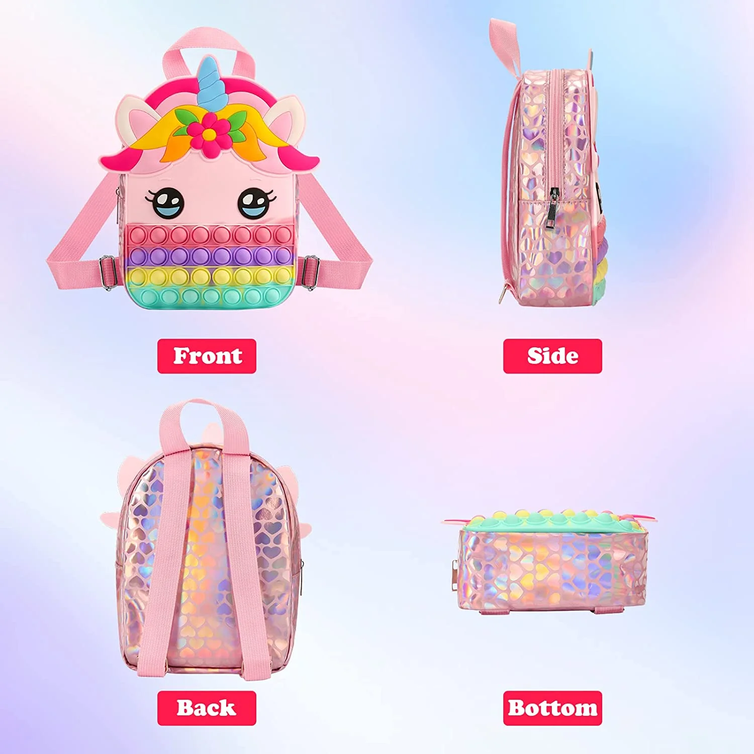 Push Pop Bubble Fidget Toys 2022 Silicone Shoulder Bag Fidget Backpack School Bag For Girls