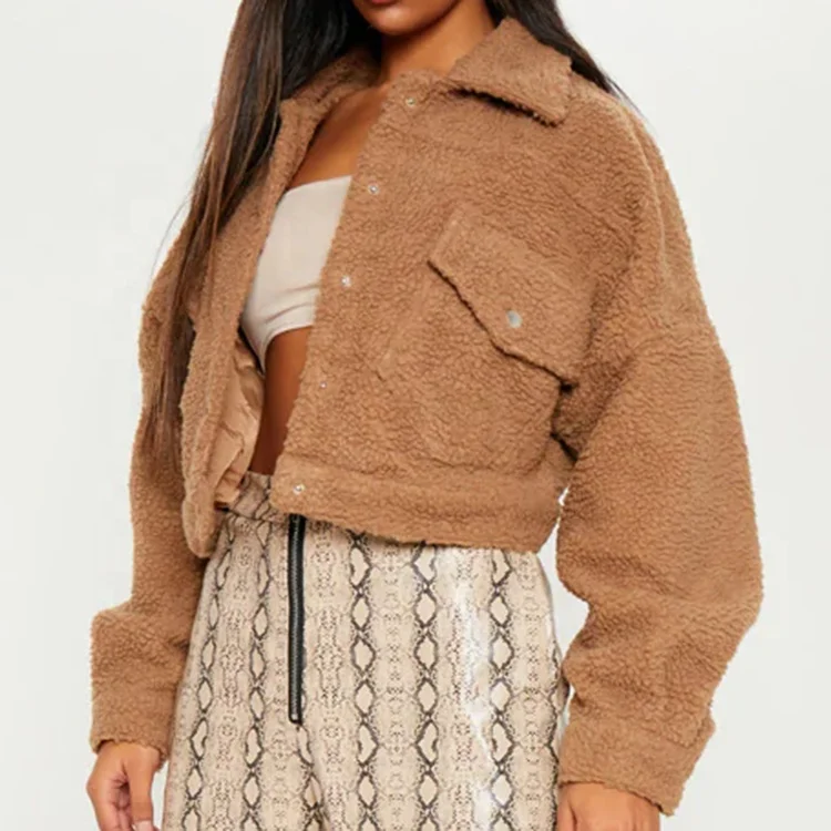 Winter Teddy Jacket Fur Coat for Women Warm Fuzzy Fleece Fur Collar Faux Fur Coat Winter Clothes Lambswool Jackets