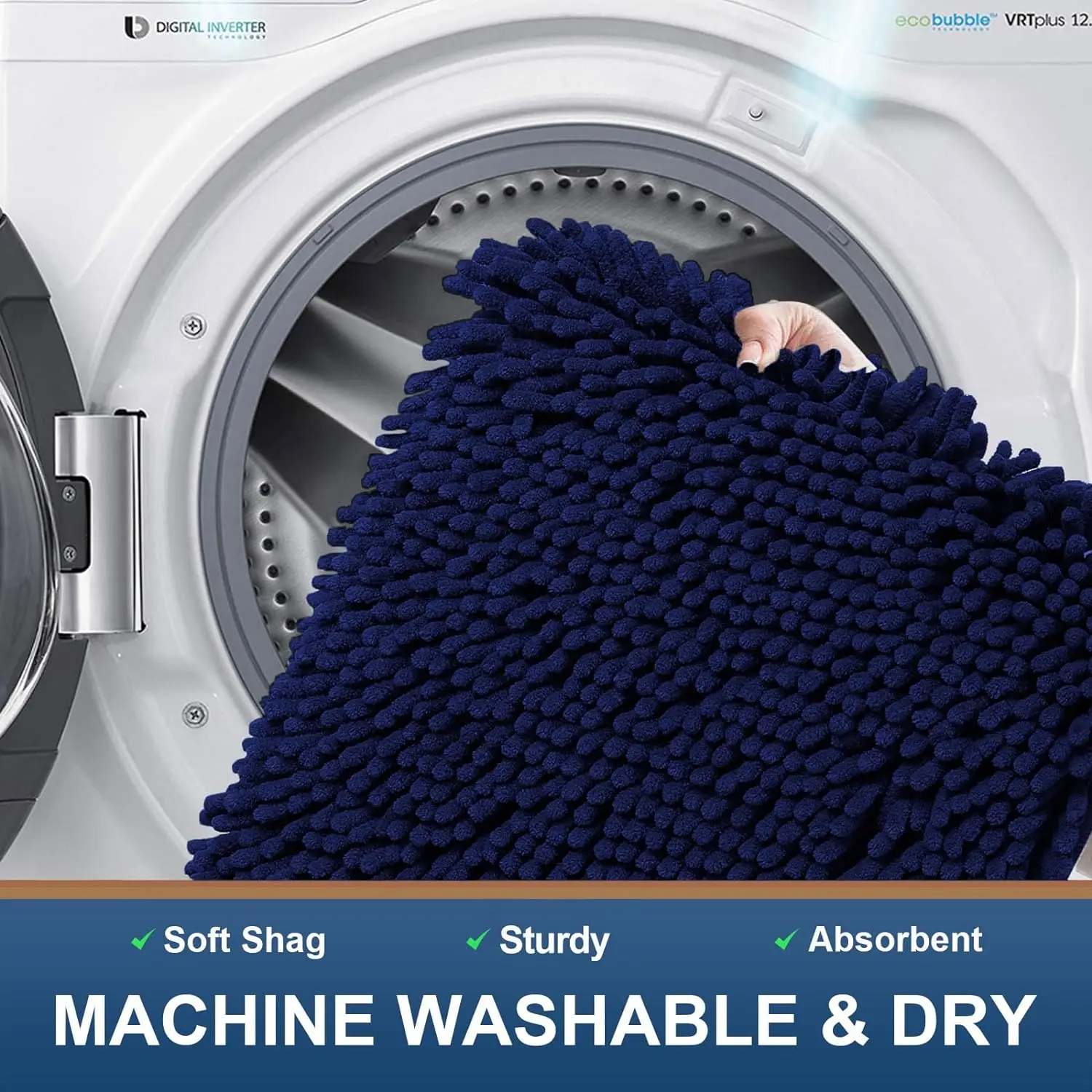 smiry Chenille U-Shaped Toilet Bathroom Rugs, Soft Absorbent Non-Slip Contoured , Machine Washable Contour Bath Mats for (20#34;