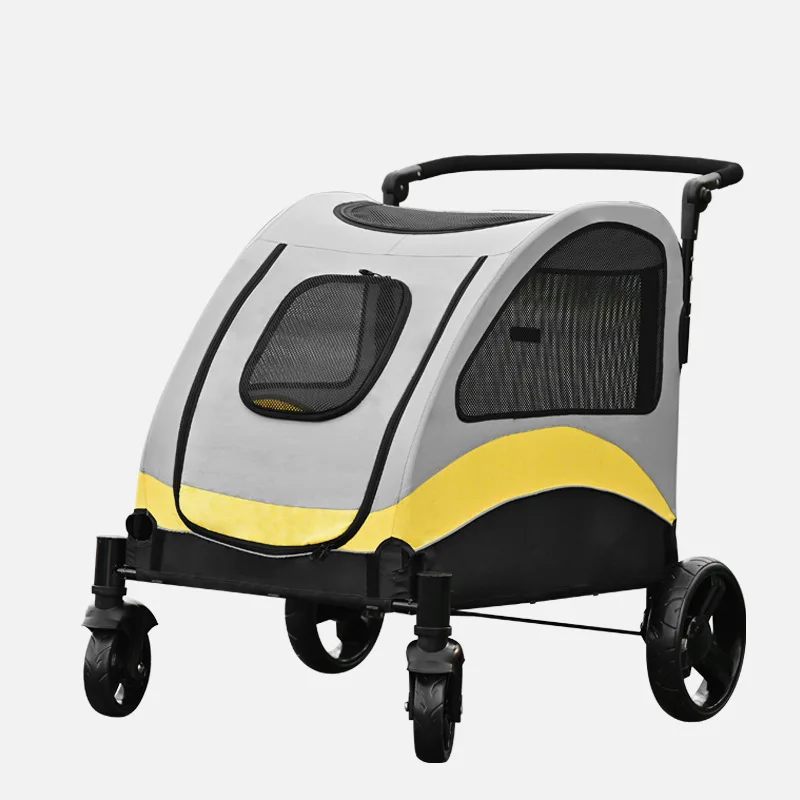 Large Pet Jogger Stroller Travel Pet Carrier Trolley Dog Cat ShowvTrolley Cart 4 Wheels Dog Carrier Cage Foldable Pet Stroller