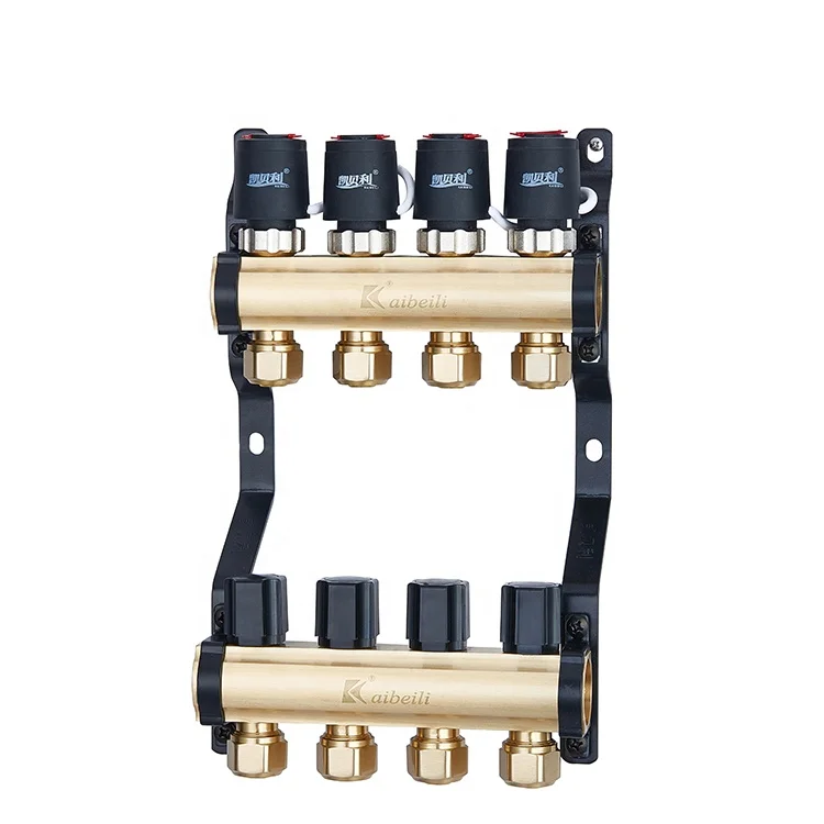 pressure 1.6Mpa high quality brass paint copper floor heating systems Intelligent smart water manifold valve for hvac