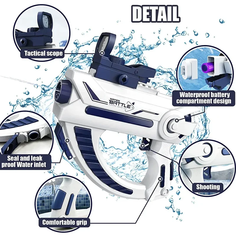 Small cartoon space water pistol  strong driving force waterproof  electric water gun toy for kids