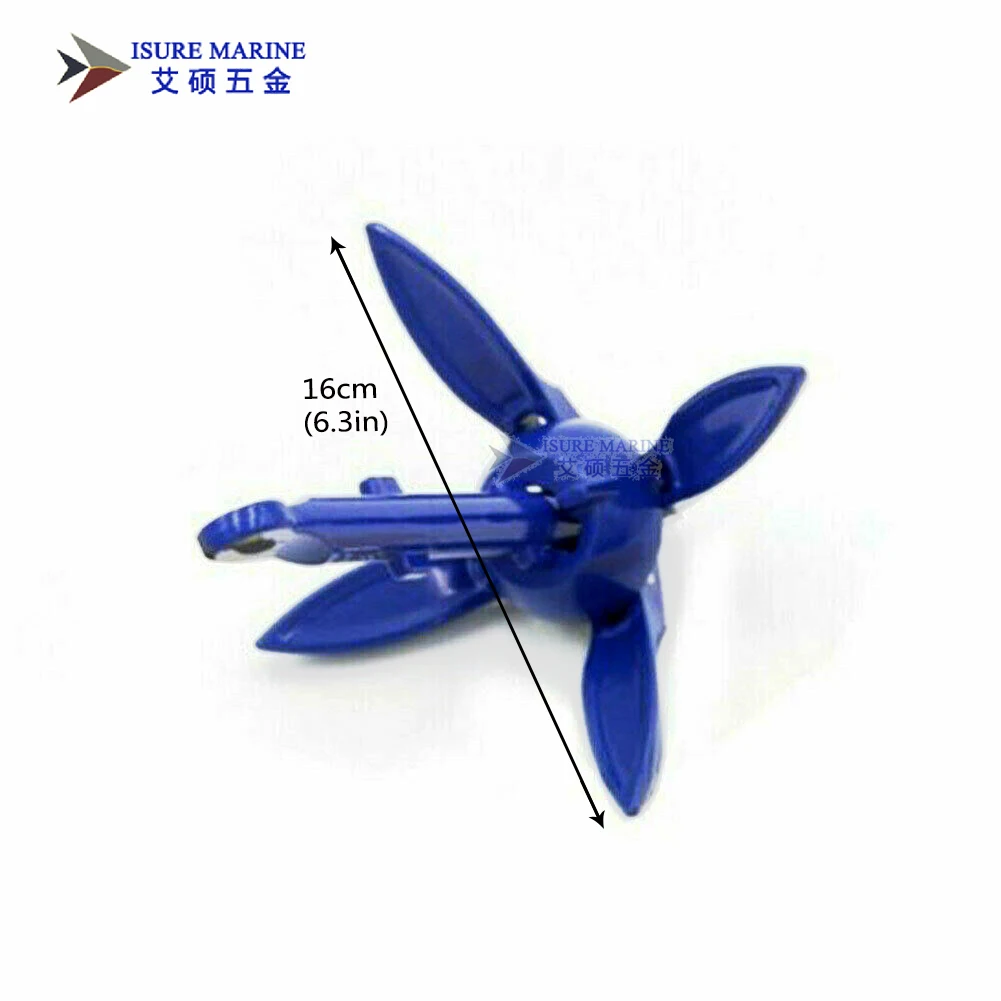 ISURE морской синий алюминиевый складной якорь для лодки маленький складной якорь с скобой морское оборудование аксессуары для лодок 0,5 фунтов