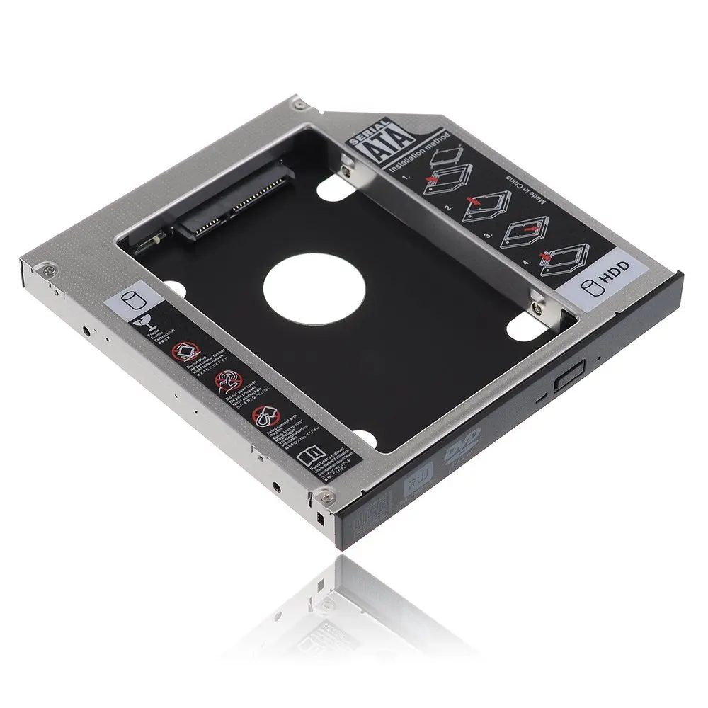 Алюминиевый 12 7 мм 2 5 дюйма 2-й жесткий диск Caddy SATA3.0 SSD кронштейн адаптер второй hdd caddy