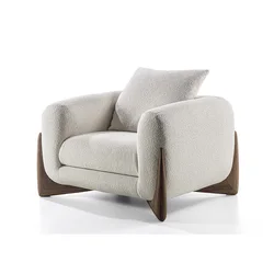 Walnut Solid Wood Leisure charis With Fabric Armchairs with Armrests Hotel Villa Living room Lounge chairs