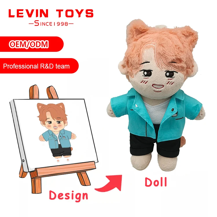 LEVIN TOYS Custom Chinese manufacturers mass produce customized idol plush kpop dolls Cartoon character Kpop idol