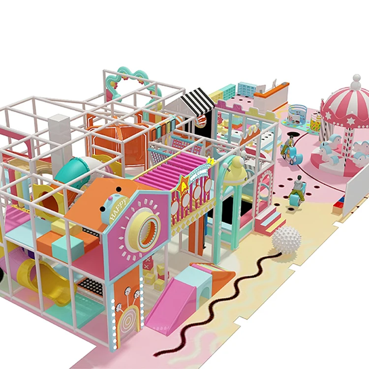 Candy theme kids amusement equipment game soft indoor play equipment kids large indoor playground with slide amusement park