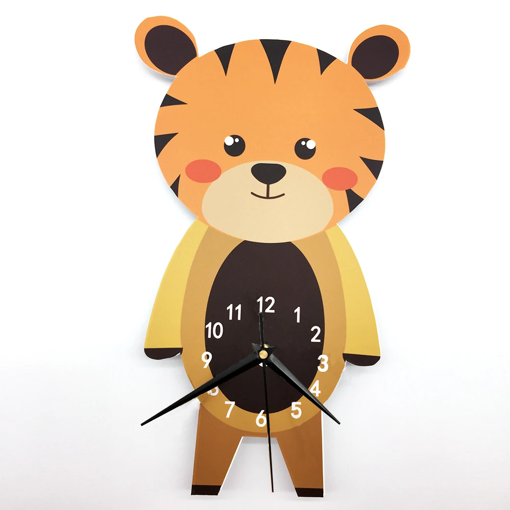 Tiger 3d diy Cartoon Clock Children Wall Clocks Wholesale For living Room diy Clock Home Decor Gift for Kids Size:56x50cm