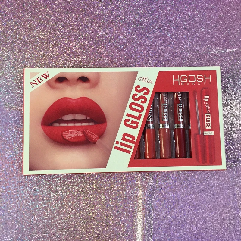 New 12 pc Sexy Red Customized Lip  gloss Cosmetics Set Display Sparkling Makeup Gifts for Girls and Women