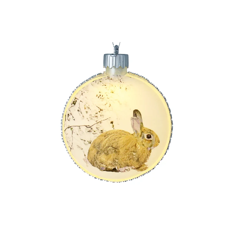 Wolf King Pattern Stage Decoration Hanging for Tree Party Supplies Ornament Christmas Lighted Flat Glass Mirror Ball