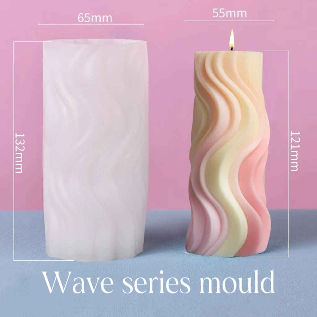 New Spiral Cylindrical Wave Column Mold Design Wave Scented Candles Silicone Mold DIY Cake Tools Home Decor Decoration Mouldings