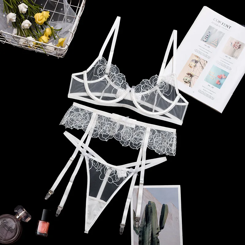 2021 High Quality  New Woman Hot Transparent Sexy Underwear Lingerie 3pcs in 1