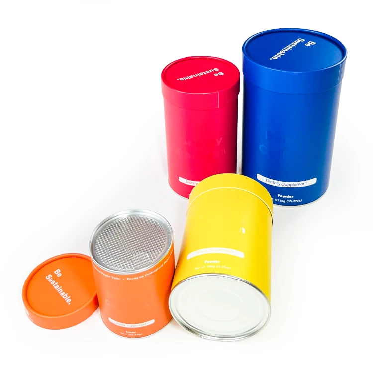 Hot Selling 3pcs Telescope Tube Protein Powder Paper Tube Cardboard Packaging Container with UV Logo