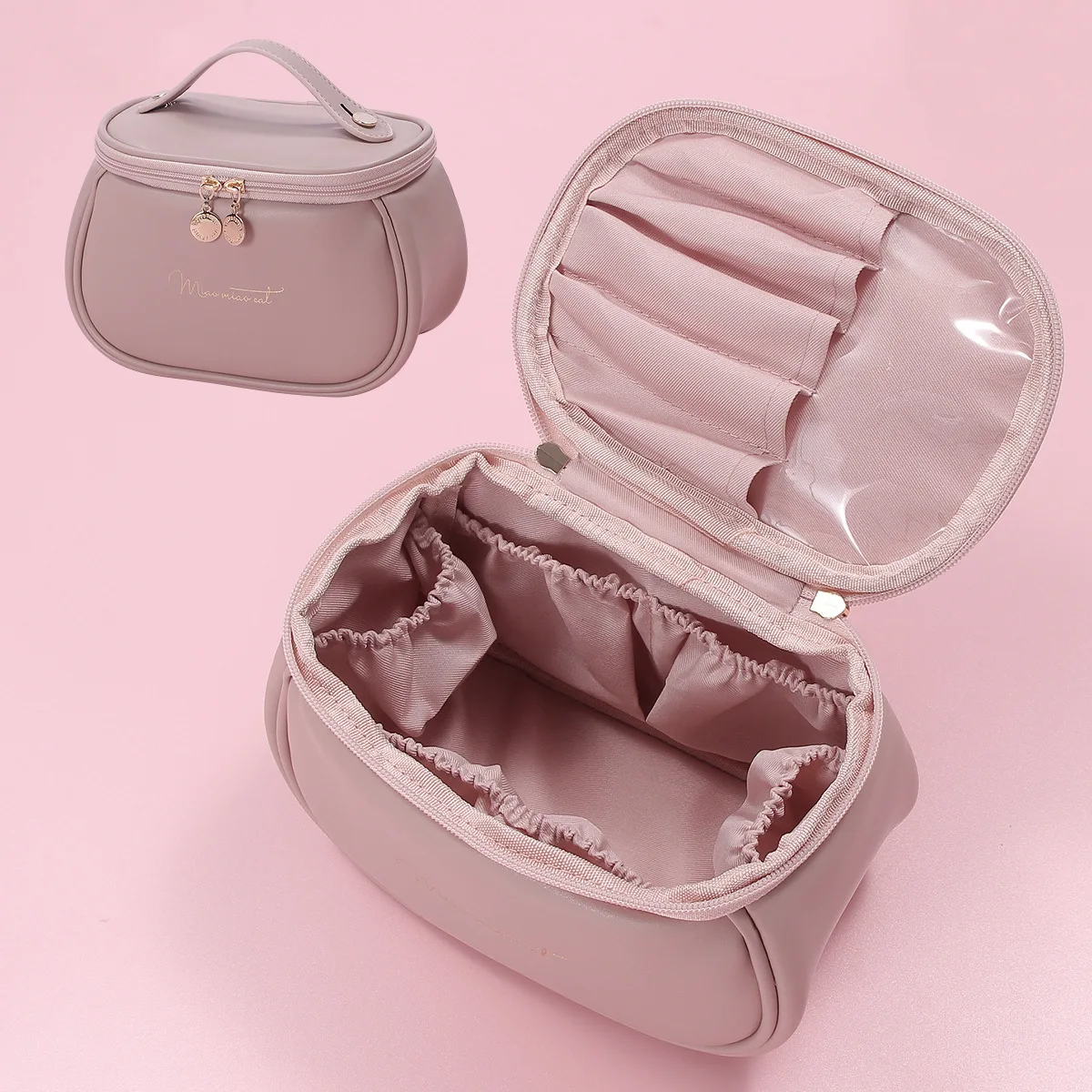 New woman makeup brush handbag Korean PU fashion tote toiletry bag travel storage large cosmetic bag wholesale