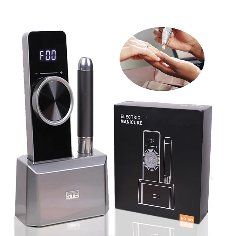 Hollow Cup Nail Drill Machine 35000rpm Portable Manicure Polisher Cordless Rechargeable Electrical E-file Nail Drill Machine