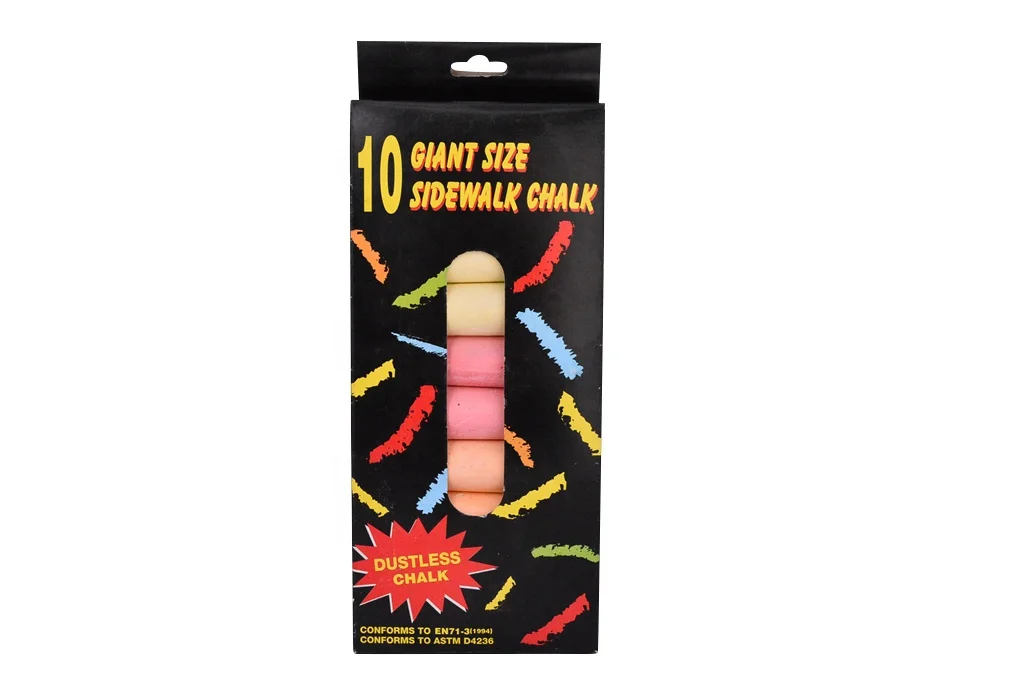 Jumbo Wholesale Sidewalk Dustless Bright Color  big chalk Bulk Packing School  children kids chalk outside playing chalk