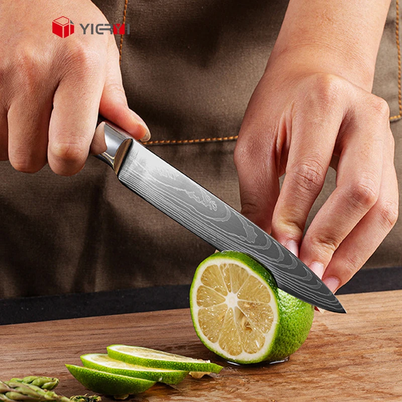 Wholesale price 9pcs sharp wooden stainless steel santoku chef modern knives kitchen knife set with gift box