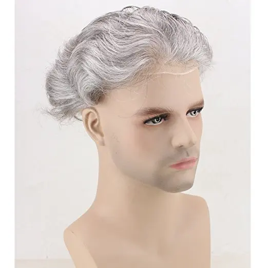 Stock Ultra Thin Skin 0.02-0.03mm V-looped 100% Real Human Hair Replacement Men Toupee for Men