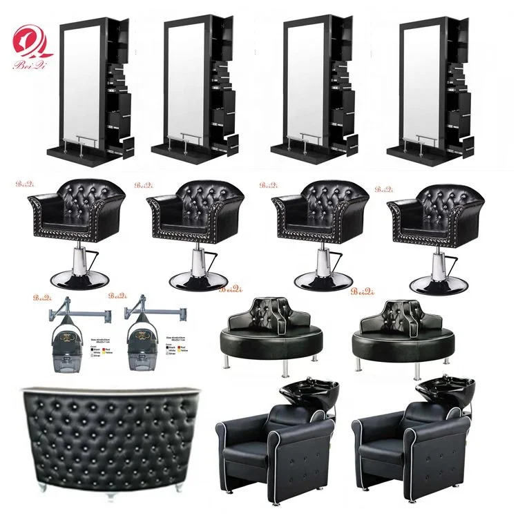 
Modern hotsale luxury black barber chairs set for hair salon shop  (62019924289)