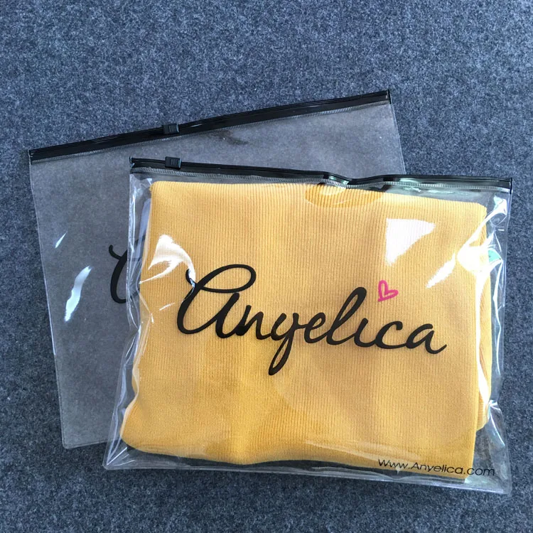 wholesale clear packaging zip lock bag custom bag poly bags for clothes with zipper Sac en plastique transparent