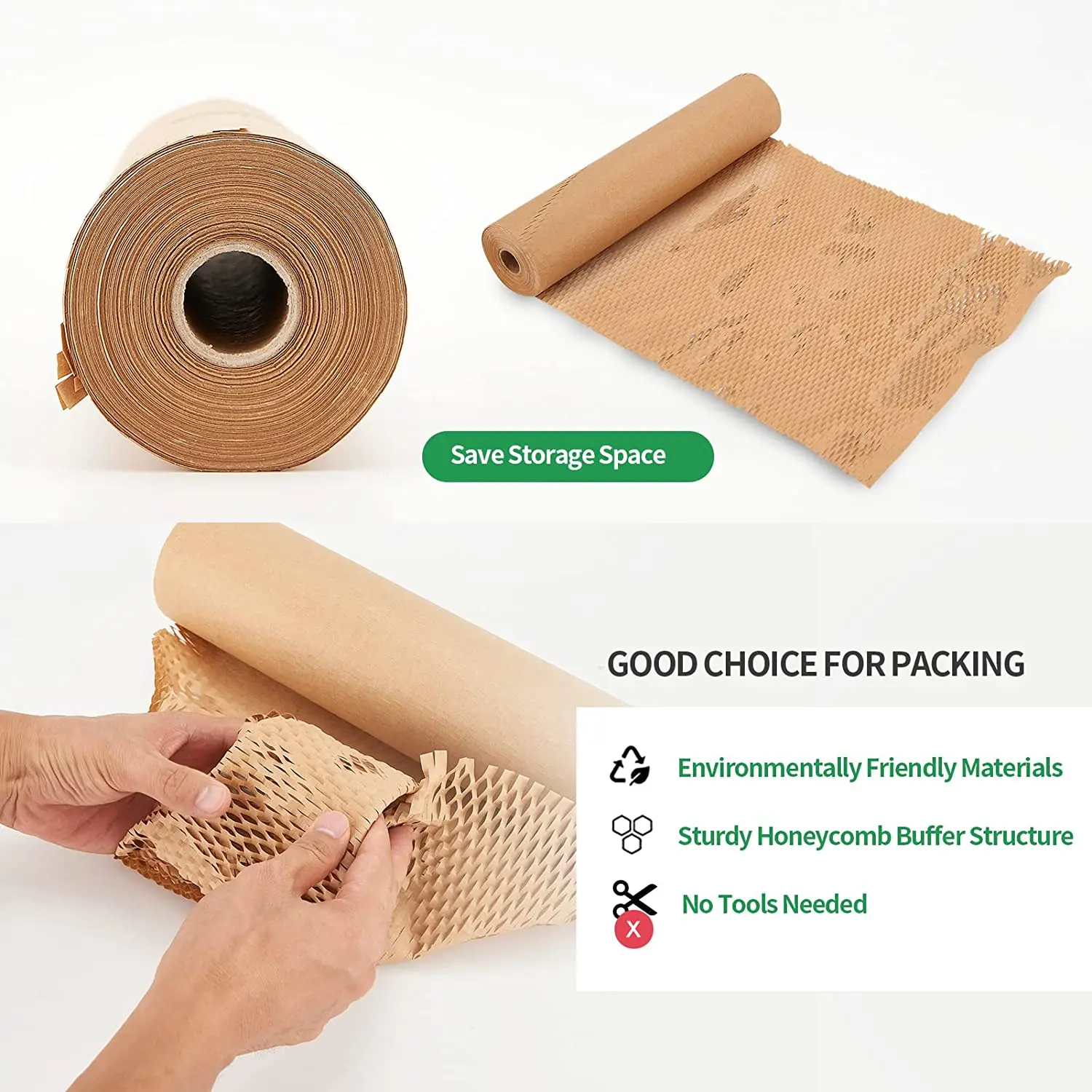 Mesh Honeycomb Perforated Wrap Paper Biodegradable Kraft Paper Cushioned Packaging Roll for Packing & Moving