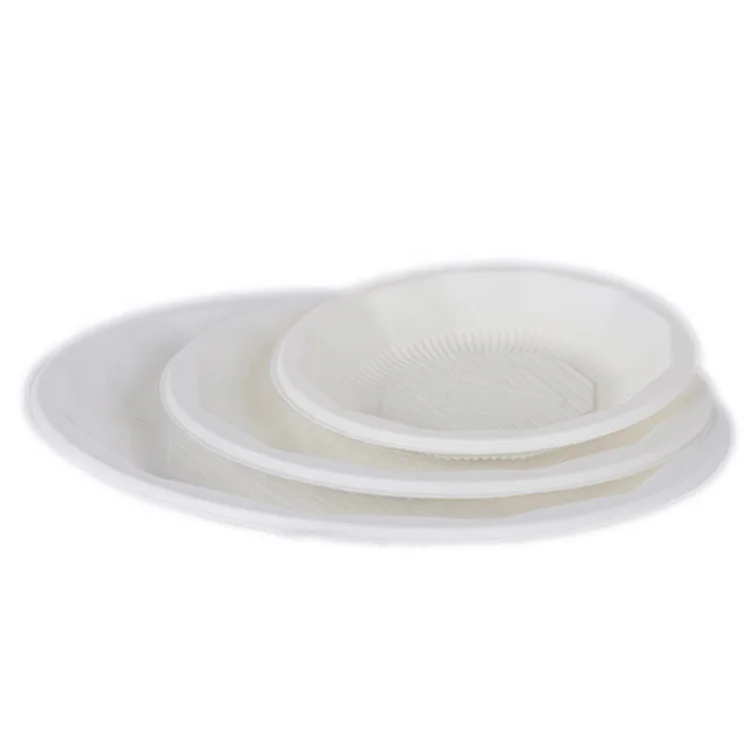 Wholesale 5 7 8 9 10 inch Round cornstarch plate Disposable Corn Starch Biodegradable Plastic Plates