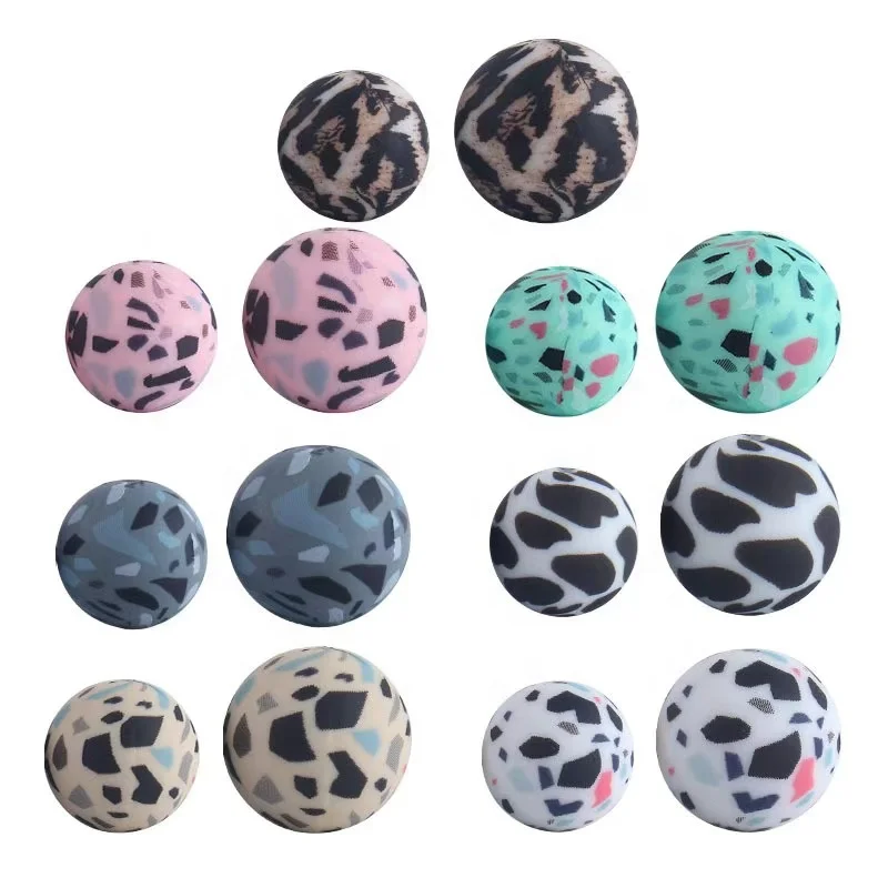 Baby teething Round Food Grade Silicone beads DIY Pens Accessories Custom Silicone Loose Beads