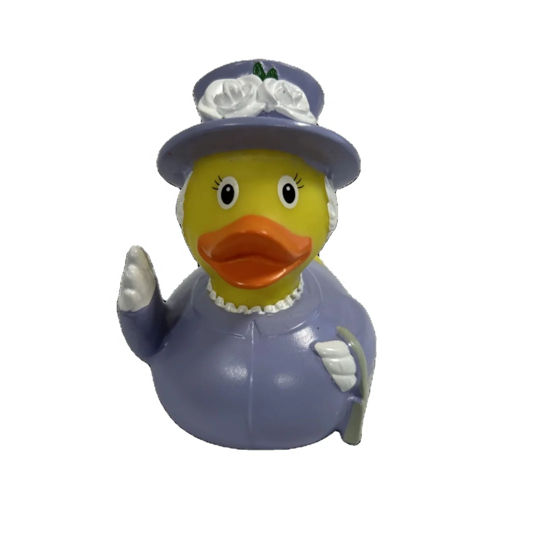 imperial crown duck bath toy, Pink animal shaped plastic vinyl bath duck toy for child