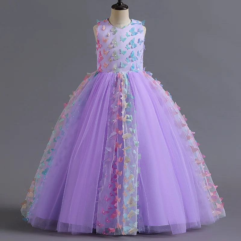 5-10 Years Kids Baby Girls Tutu Dresses Birthday Pageant Ball Gown Rainbow Tulle Wedding Party Dress For Kids Girls Long Dress