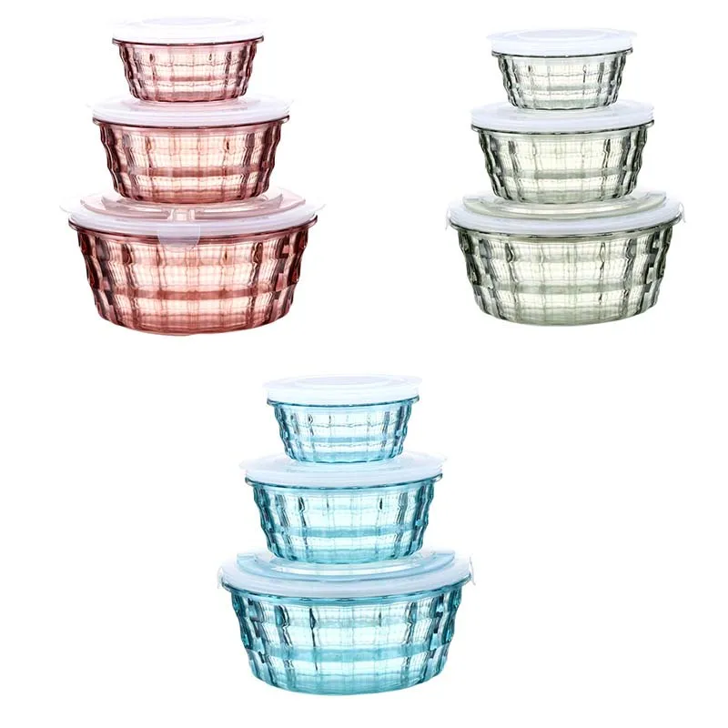 Low MOQ Portable Lunch Box 3pcs Plastic Food Containers Storage Sets with Handle