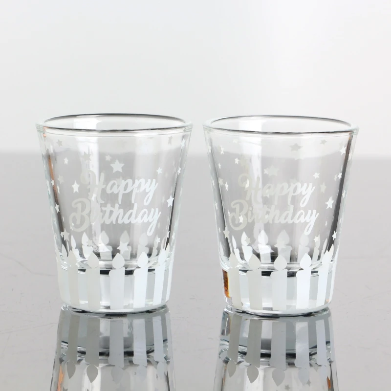 Wholesale Factory Price 1.75oz Sublimation Transparent Shot Glasses with decal logo