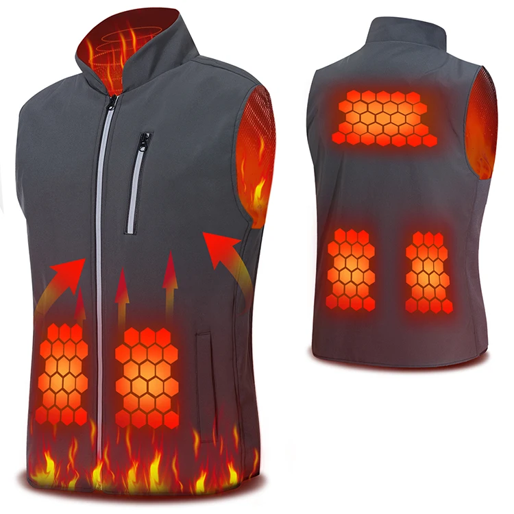 Custom Winter Warm USB Rechargeable Heating Vest Men Electrical Heated Sleeveless Jacket Smart Heating Vest