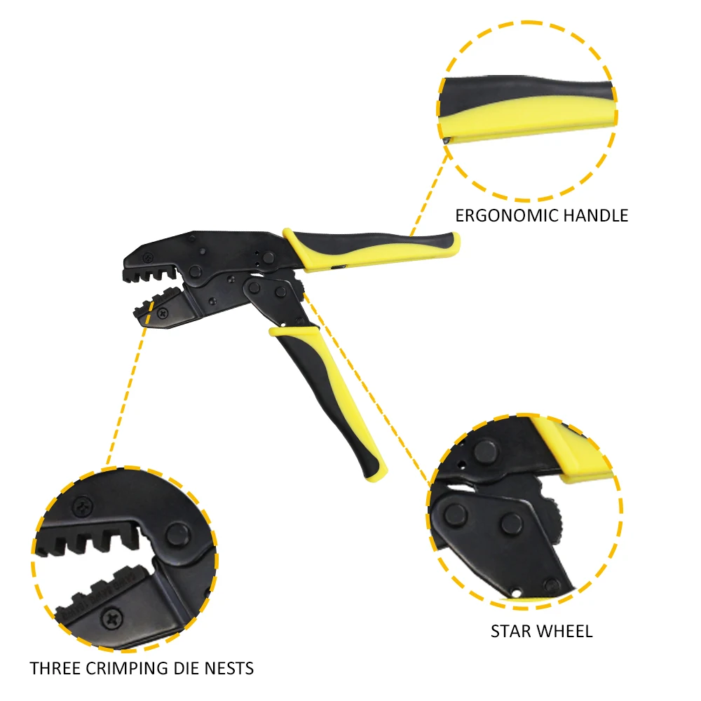Ergonomic Ratcheting  Hand Wire Cable Crimping Tool Crimpers Cold-pressed Terminal Crimping Pliers for 6-10 AWG