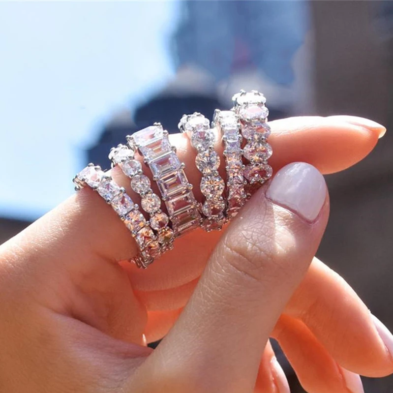Diamond Ring Antioxidant Zirconia Diamond Rings Baguette Diamond Rings