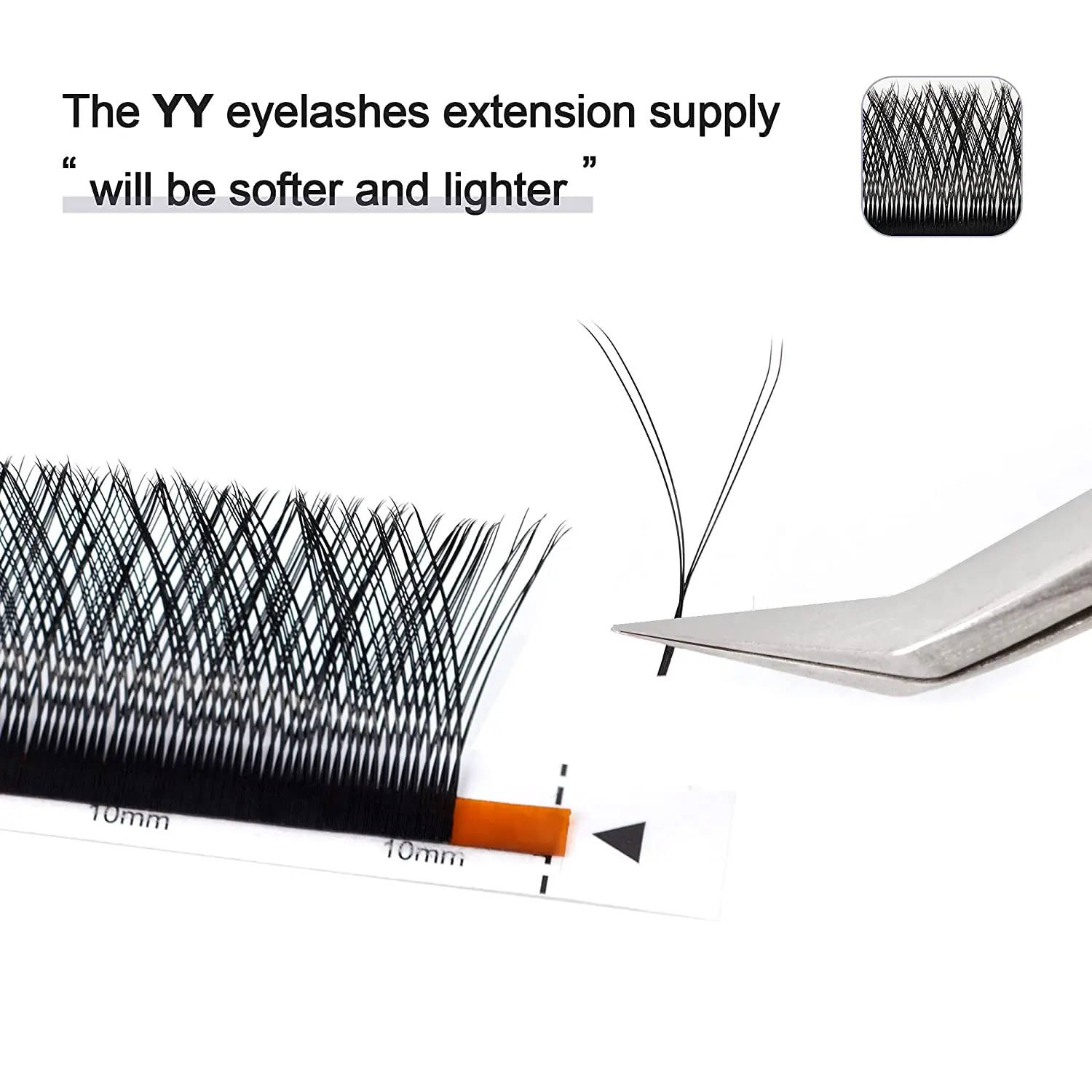 YY Eyelashes Extension Lashes Black D Curl 0.05mm 15mm Lash Volume Extension Easy Fans Y Shaped Premade Soft Eyelashes Supply