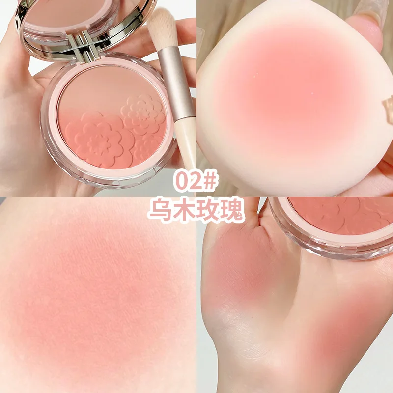 Zhenyan Girl Petals Gradient Blush Pink Powder Rouge Delicate Two-Color Face Makeup and Chic